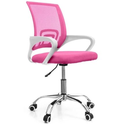 Cadeira de Escritório Secretária Base Cromada com Rodinha Fortt Lisboa Rosa – CSF02-R