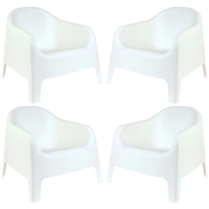 Conjunto 4 Poltronas Brancas para Jardim GardenLife Skarpo