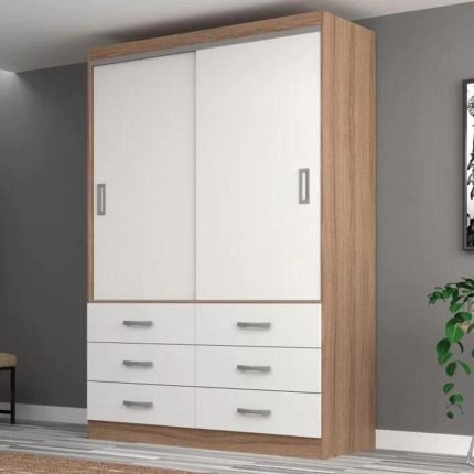 Guarda Roupa Casal Veneza Premium 2 Portas De Correr 6 Gavetas – Demolição – Branco Demolição – Branco